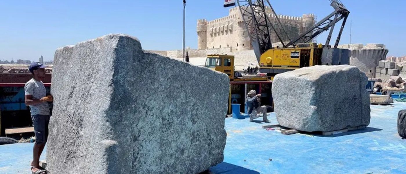 The giant stone blocks of the Alexandria Lighthouse lifted from the sea bed