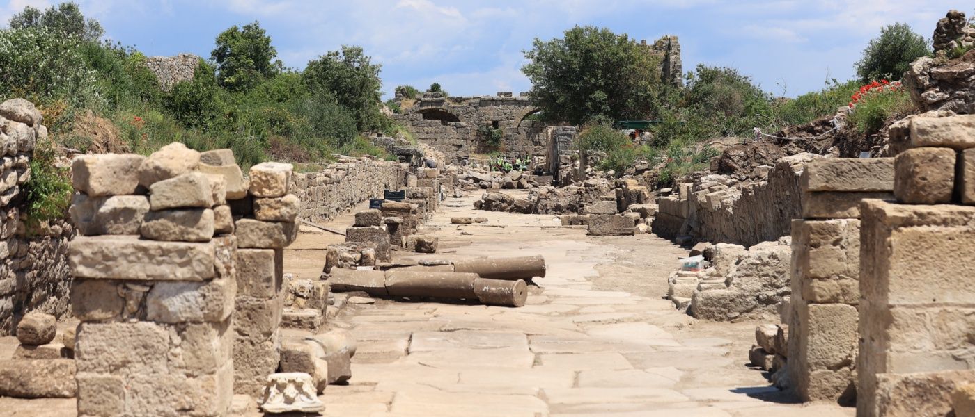 One of the main streets of Ancient Side has been unearthed